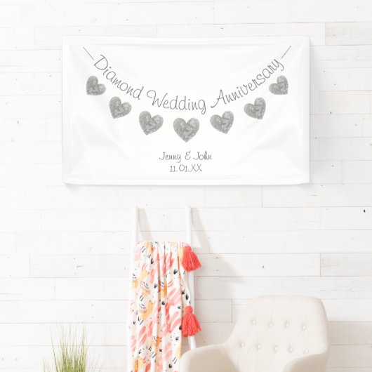 Persoonlijk 60e diamanten bruiloft jubileum spandoek (Insitu)