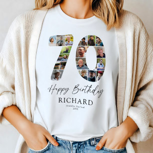 Persoonlijk 70e verjaardag foto collage T-shirt