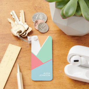 Persoonlijk aangepast chic geometrisch kunstpatroo sleutelhanger