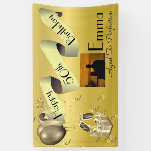 Persoonlijk aangepast idee Happy 50th Birthday Spandoek (Verticaal)