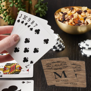 Persoonlijk aangepast rustiek houtnerfpatroon pokerkaarten
