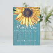 Persoonlijk aangepaste rustieke chic zonnebloem sc bedankkaart (Staand voorkant)
