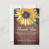 Persoonlijk aangepaste rustieke chic zonnebloem sc bedankkaart (Voorkant)
