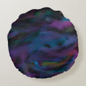 Persoonlijk abstract rokerig paarse waterverf rond kussen (Achterkant)