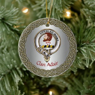 Persoonlijk Adair Clan Badge & Tartan Thistle Keramisch Ornament