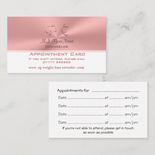 Persoonlijk adviseur luxueus roze chroom afsprakenkaartje (Voorkant / Achterkant)