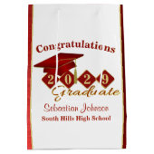 Persoonlijk Afstuderen rood en goud Medium Cadeauzakje (Achterkant)