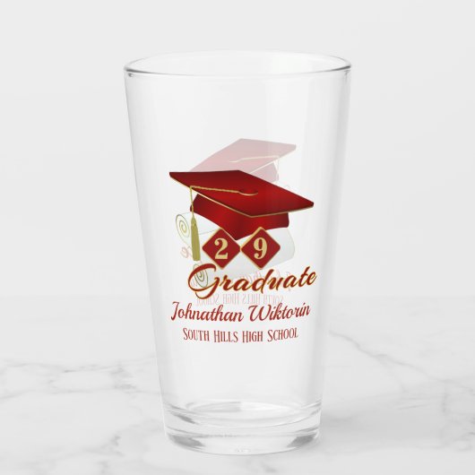 Persoonlijk Afstuderen rood & goud 20XX Glas (Achterkant)