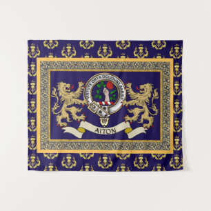 Persoonlijk Aiton Clan Badge Blauw Wandkleed