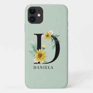 Persoonlijk Alfabet D Bloemendecor Monogram iPhone 11 Hoesje