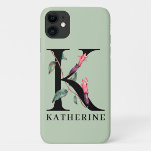 Persoonlijk Alfabet K Bloemendek Monogram iPhone 11 Hoesje