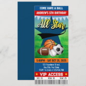 Persoonlijk All Star verjaardagsfeestticket Kaart (Voorkant / Achterkant)