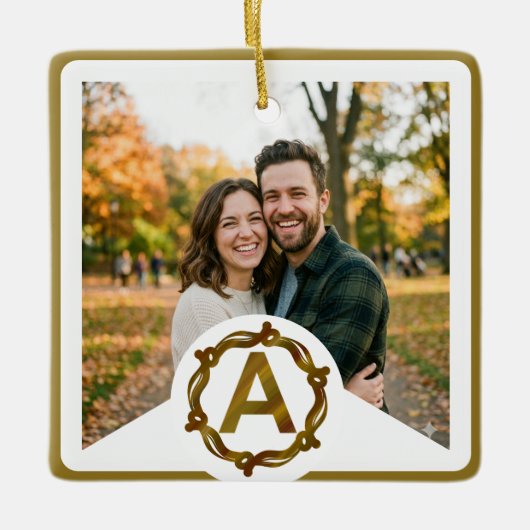 Persoonlijk Ambachtelijk Monogram A | Houten Lijst Keramisch Ornament (Voorkant)