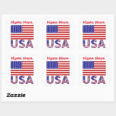 Persoonlijk Amerikaanse vlag naamlabel Vierkante Sticker (Vel)