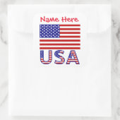 Persoonlijk Amerikaanse vlag naamlabel Vierkante Sticker (Tas)