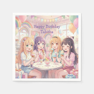 Persoonlijk Anime Meisje Ijs Verjaardagsfeestje Servet