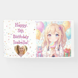 Persoonlijk Anime Meisje Ijs Verjaardagsfeestje Spandoek