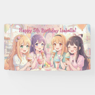 Persoonlijk Anime Meisjes Ijs Verjaardagsfeestje Spandoek