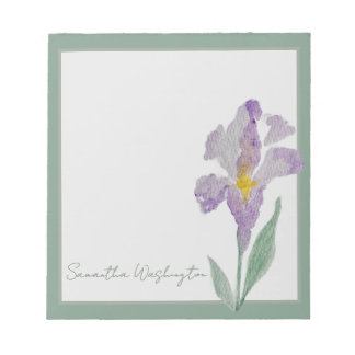 Persoonlijk Aquarel Paarse Iris Notitieblok