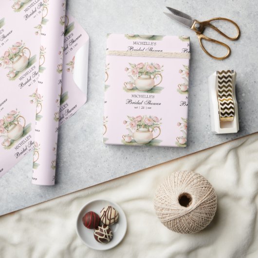 Persoonlijk Aquarel Thee Feest Bruidsbruiloft Cadeaupapier (Crafts)