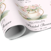Persoonlijk Aquarel Thee Feest Bruidsbruiloft Cadeaupapier (Rol Hoek)