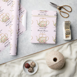 Persoonlijk Aquarel Theepartijtje Bruidsdiner Cadeaupapier