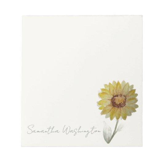 Persoonlijk Aquarel Zonnebloem Notitieboek Notitieblok (Voorkant)