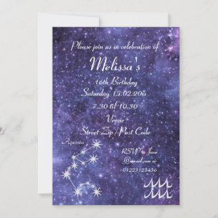 Persoonlijk Aquarius Zodiac Galaxy Feest Kaart