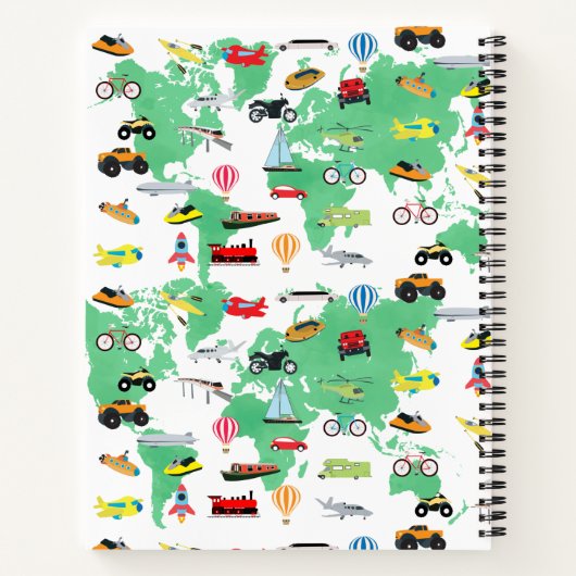 Persoonlijk avontuur wacht op Wereldkaart Voertuig Notitieboek (Achterkant)