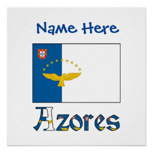Persoonlijk Azoren Vlag Naam Ontwerp Perfect Poster