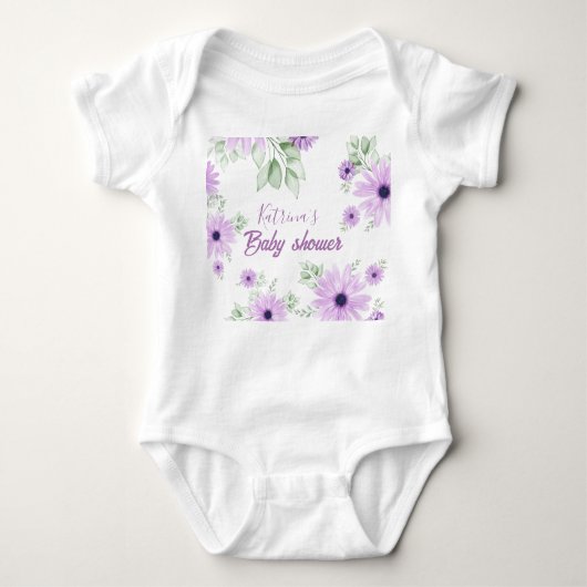 Persoonlijk Baby Body Pakje – Violet Waterverf Romper (Voorkant)