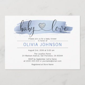 Persoonlijk Baby Love Blue White BOY Baby shower Kaart