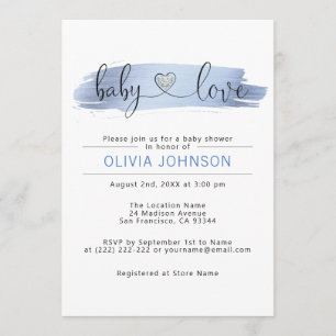 Persoonlijk Baby Love Blue White BOY Baby shower Kaart