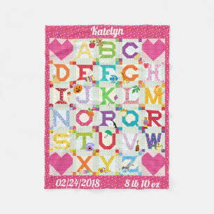 Persoonlijk Baby Meisje Alfabet Dekbed Ontwerp Fleece Deken