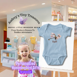 Persoonlijk baby romper met kolibrie
