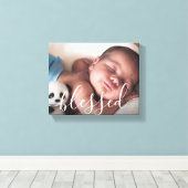 Persoonlijk babyfoto met schrift canvas afdruk (Insitu (Houten vloer))