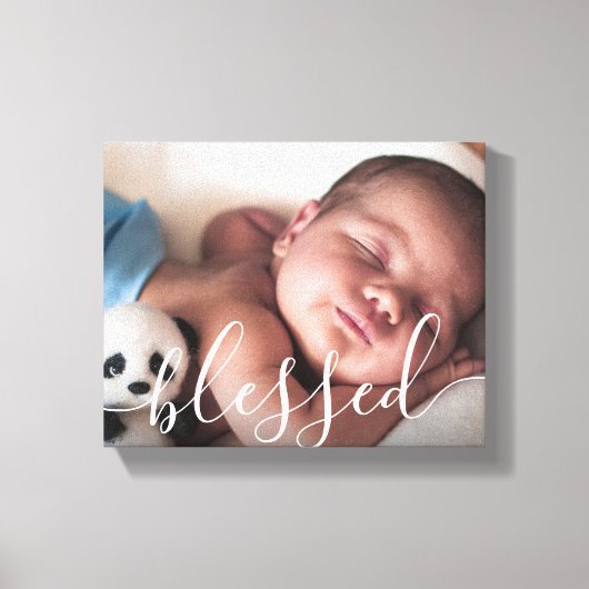 Persoonlijk babyfoto met schrift canvas afdruk (Voorkant)