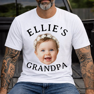 Persoonlijk babygezicht Opa aangepast fotocadeau T-shirt