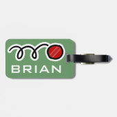 Persoonlijk bagagelabel met grappig cricketbal (Achterkant horizontaal)