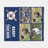 Persoonlijk Baseball 4 Photo Collage Name Team Fleece Deken (Voorkant (Horizontaal))