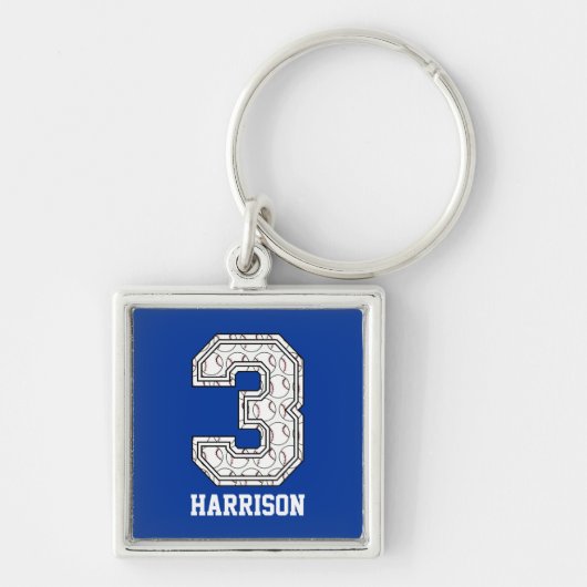 Persoonlijk baseball nummer 3 sleutelhanger (Voorkant)
