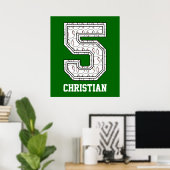 Persoonlijk Baseball Nummer 5 Poster (Thuiskantoor)