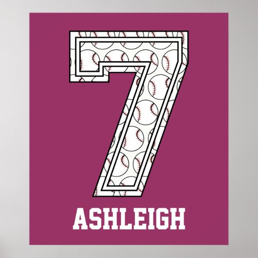 Persoonlijk Baseball Nummer 7 Poster (Voorkant)