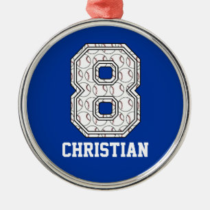 Persoonlijk Baseball nummer 8 Metalen Ornament