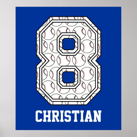 Persoonlijk Baseball nummer 8 Poster (Voorkant)