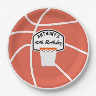 Persoonlijk basketbal verjaardagsfeest papieren bordje