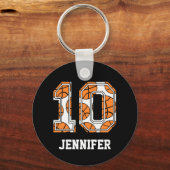Persoonlijk Basketball Number 10 Sleutelhanger (Voorkant)