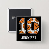 Persoonlijk Basketball Number 10 Vierkante Button 5,1 Cm (Voorkant /achterkant)