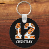 Persoonlijk Basketball Number 12 Sleutelhanger (Voorkant)