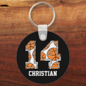 Persoonlijk Basketball Number 14 Sleutelhanger (Voorkant)